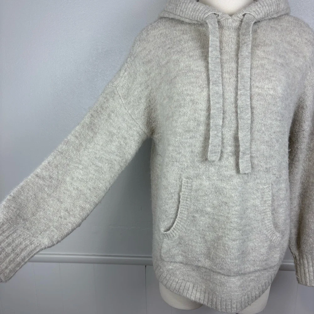 Madewell Wilmington‎ Hoodie Sweater Pullover Size S Oatmeal Beige Pockets Wool